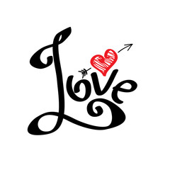 Vector letters love text doodles