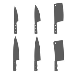 Set of six kitchen knives vector