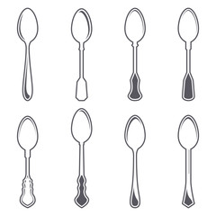 Set of eight tablespoons vector