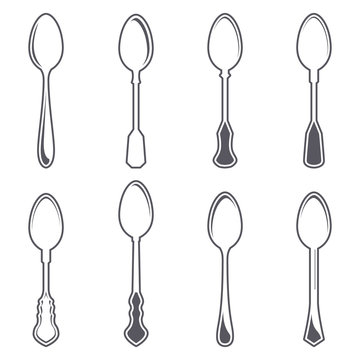 Set of eight tablespoons vector