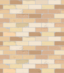 Seamless beige rough brick pattern wall. Vector illustration background.