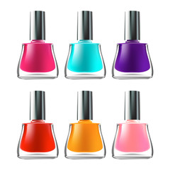 Set of color nail polish. Isolated on white background. Created with gradient meshes. Vector EPS 10