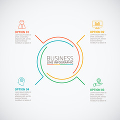 Thin line flat circle for infographic.