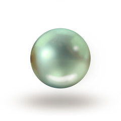 Single emerald green pearl isolated on white background