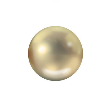 Single gold pearl isolated on white background