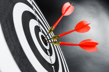 Success hitting target, aim goal achievement concept