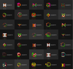 Set of vector linear logotypes, geometric abstract symbols, elegant icons