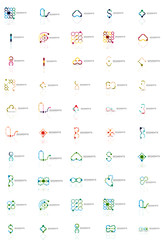 Naklejka premium Abstract company logo vector collection. Set of thin line design abstract logotypes. Universal branding concepts