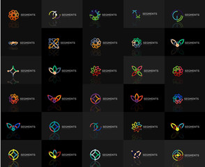 Abstract company logo vector collection. Set of thin line design abstract logotypes. Universal branding concepts