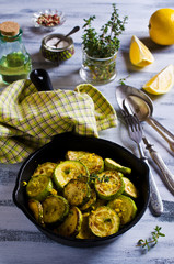 Fried zucchini with lemon zest