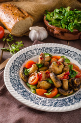 Warm mushroom salad with chilli