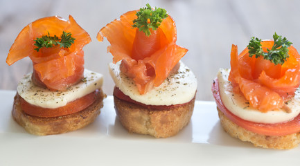 canapes with red fish