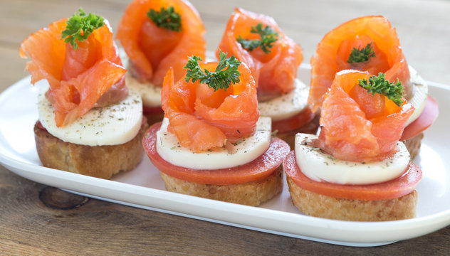 canapes with red fish