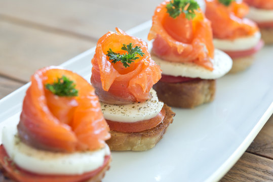 canapes with red fish