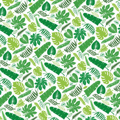 Fototapeta na wymiar Tropical leaves,branches pattern backdrop.Green