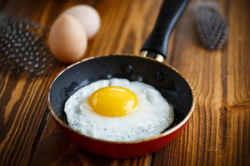 fried eggs in a frying pan
