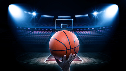Basketball arena with player - 105513868