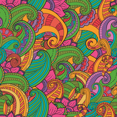 Abstract vector decorative ethnic floral colorful seamless patte