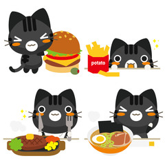 ネコとーく。黒トラ 食事