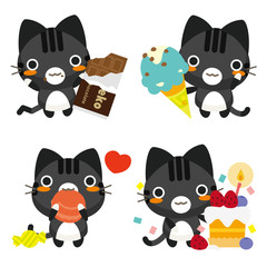 ネコとーく。黒トラ お菓子