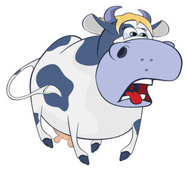  Illustration of a little cow. Cartoon 