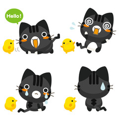 ネコとーく。黒トラ 表情