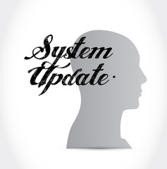System update thinking brain sign concept