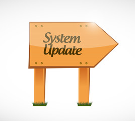 System update wood sign concept
