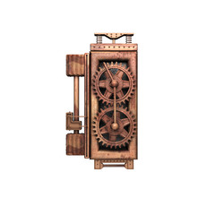 i isolated rusted letter with gears on white