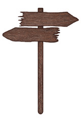 Wooden sign board isolated on white