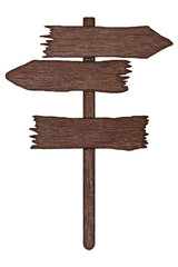 Wooden sign board isolated on white