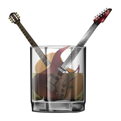raster version Guitars in a glass of whiskey