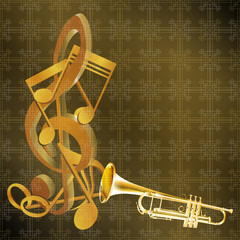 raster version musical background trumpet and notes