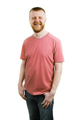 Funny man in a pink shirt