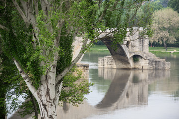 Pont d'Avignon and Rhone river in Avignon