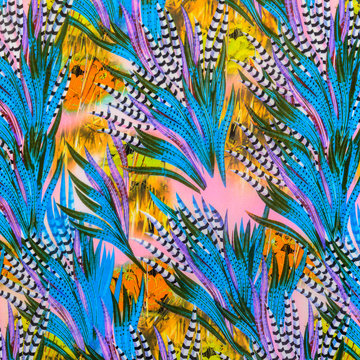 texture of print fabric striped feather