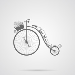 Vector Gray Wedding Retro Bicycle Flat Icon