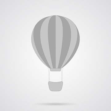 Vector Gray Hot Air Balloon Flat Icon