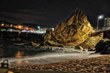 Hiszpania Lloret de Mar wybrzeże nocą