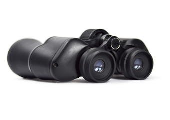 Black binoculars, isolated on white background