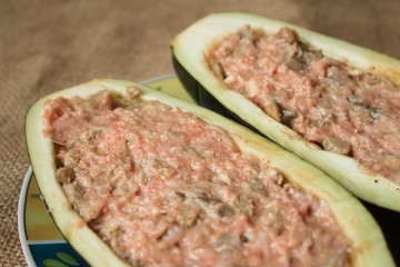 eggplant stuffed with meat mixture detail