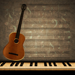 raster version musical background guitar and piano keys