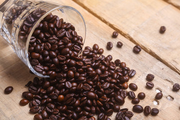 Coffee beans over table