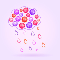 Vector Gem Cloud with Rain Drops