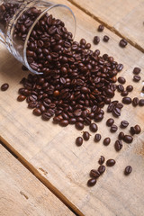 Coffee beans over table
