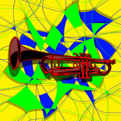 raster version template trumpet in the avant-garde background © drstokvektor
