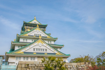Osaka castle in Osaka Japan