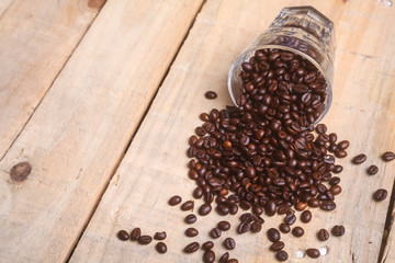 Coffee beans over table