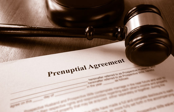 Prenup agreement and gavel