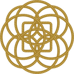 Celtic knot ornament made of rope. Graphic element vector.
